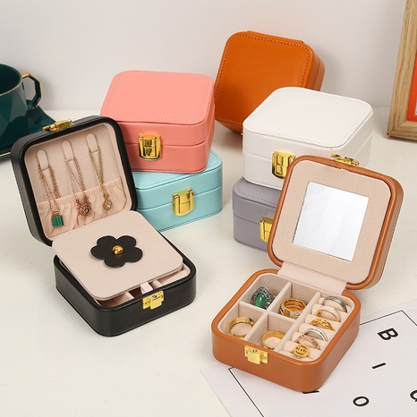 Simple Style Solid Color Pu Leather Jewelry Boxes's discount tags