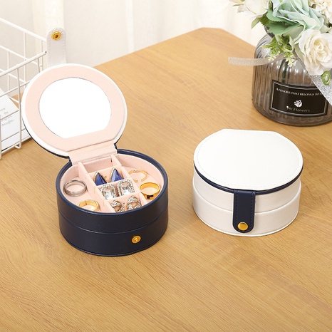 Cute Round Solid Color Pu Leather Jewelry Boxes's discount tags