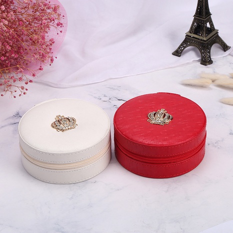 Fashion Round Crown Pu Leather Jewelry Boxes's discount tags