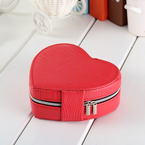 Fashion Stripe Heart Shape Pu Leather Jewelry Boxes's discount tags