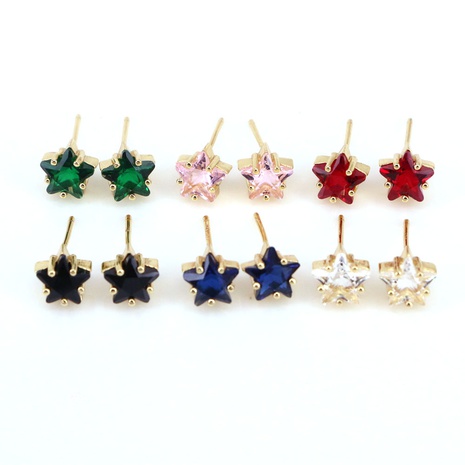 Simple Style Star Copper Ear Studs Gold Plated Zircon Copper Earrings's discount tags