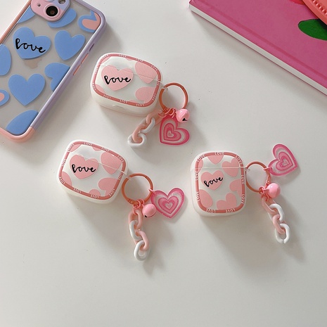 Funda protectora para auriculares Airpods con diseño de corazón Rosa bonito's discount tags