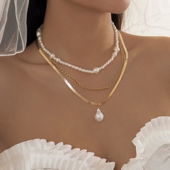 Pastoral Geometrisch Imitationsperle Kette Künstliche Perlen Halskette