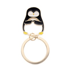Einfache nette goldene pinguin muster einbrennen lack legierung Keychain