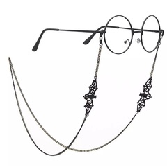 New Black Cut-out Bat Glasses Chain Black Pendant Metal Glasses Rope