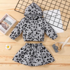 Mode Leopard Polyester Elastische Taille Rock-Sets Baby Kleidung