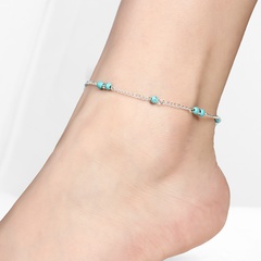 Fashion Geometric Alloy Plating Turquoise Anklet