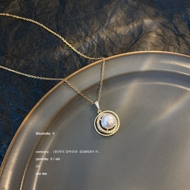 Elegante Geomtrico Acero Titanio Collar Enchapado Circn Collares de acero inoxidablepicture16