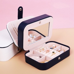 Jewelry Box Household Large Capacity Jewelry Ring Necklace Jewelry Storage Box Double-Layer Mirror Ornament Storage Box Wholesale