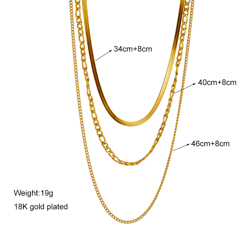 Einfacher Stil Geometrisch Rostfreier Stahl Geschichtete Halskette Vergoldet Edelstahl Halskettenpicture1