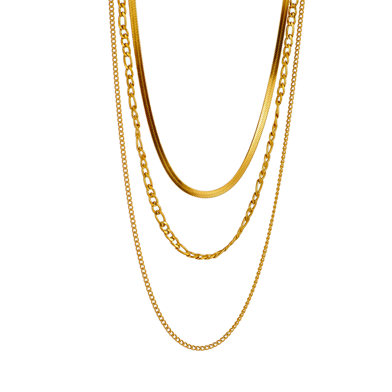 Einfacher Stil Geometrisch Rostfreier Stahl Geschichtete Halskette Vergoldet Edelstahl Halskettenpicture2