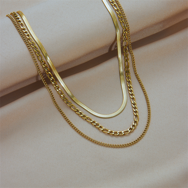 Einfacher Stil Geometrisch Rostfreier Stahl Geschichtete Halskette Vergoldet Edelstahl Halskettenpicture6