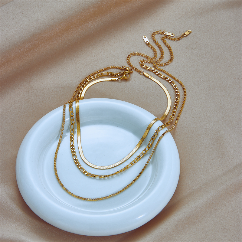 Einfacher Stil Geometrisch Rostfreier Stahl Geschichtete Halskette Vergoldet Edelstahl Halskettenpicture7