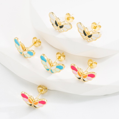 Princess Butterfly Copper Ear Studs Enamel Zircon Copper Earrings 1 Pair's discount tags