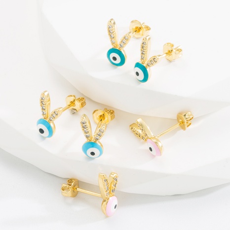 Fashion Devil'S Eye Copper Ear Studs Plating Zircon Copper Earrings 1 Pair's discount tags
