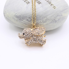Cute Elephant Alloy Artificial Rhinestones Pendant Necklace 1 Piece