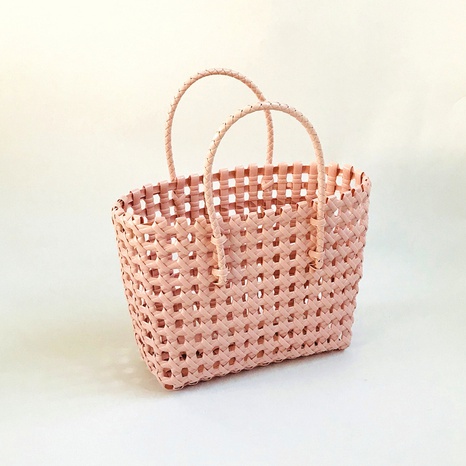 Fashion Solid Color Bucket Straw Bag's discount tags