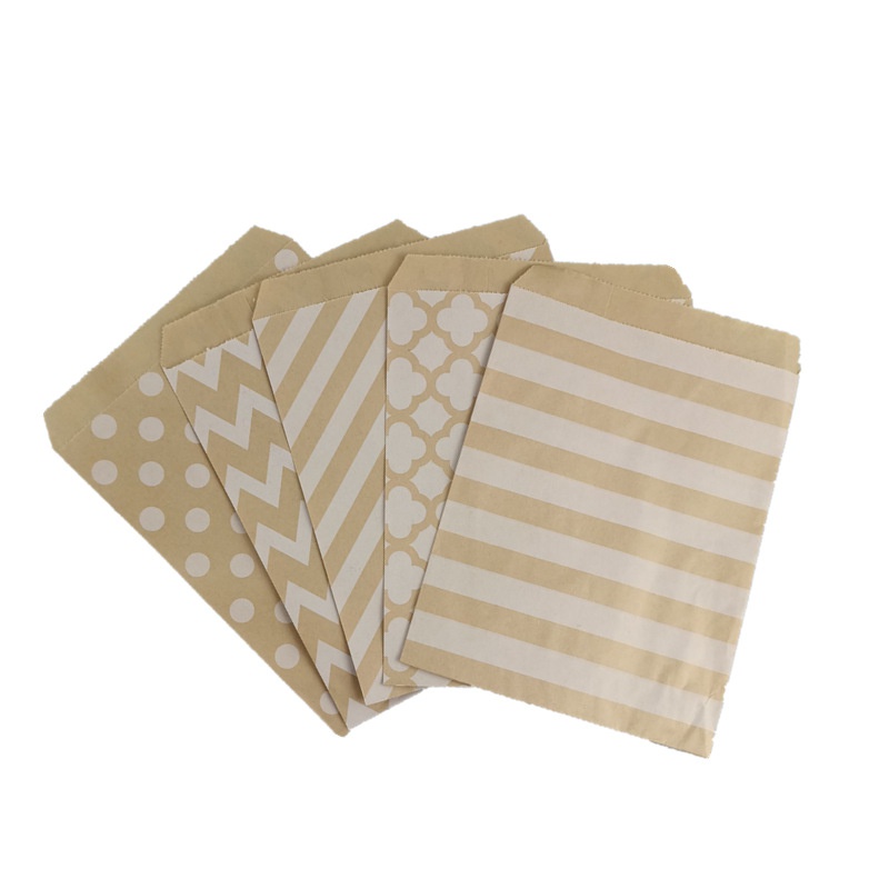 Simple Style Stripe Polka Dots Kraft Paper food packaging bag