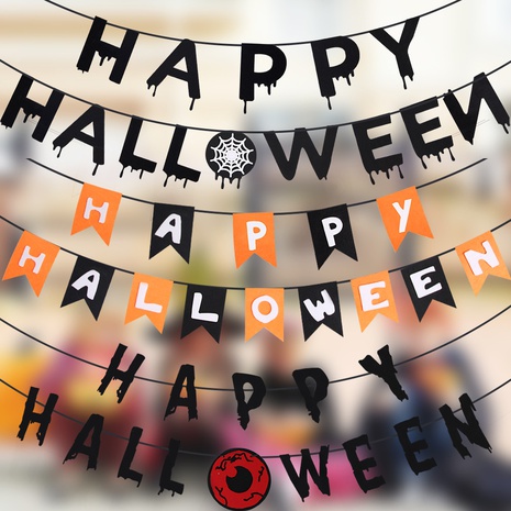 Halloween Letter Nonwoven Party Flag's discount tags