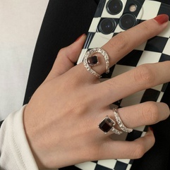 Einfacher Stil Koreanische Art Geometrisch Kupfer Ringe Künstliche Edelsteine Kupfer Ringe