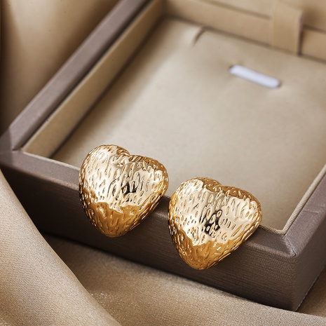 Sweet Heart Shape Copper Ear Studs Inlay Zircon Copper Earrings 1 Pair's discount tags
