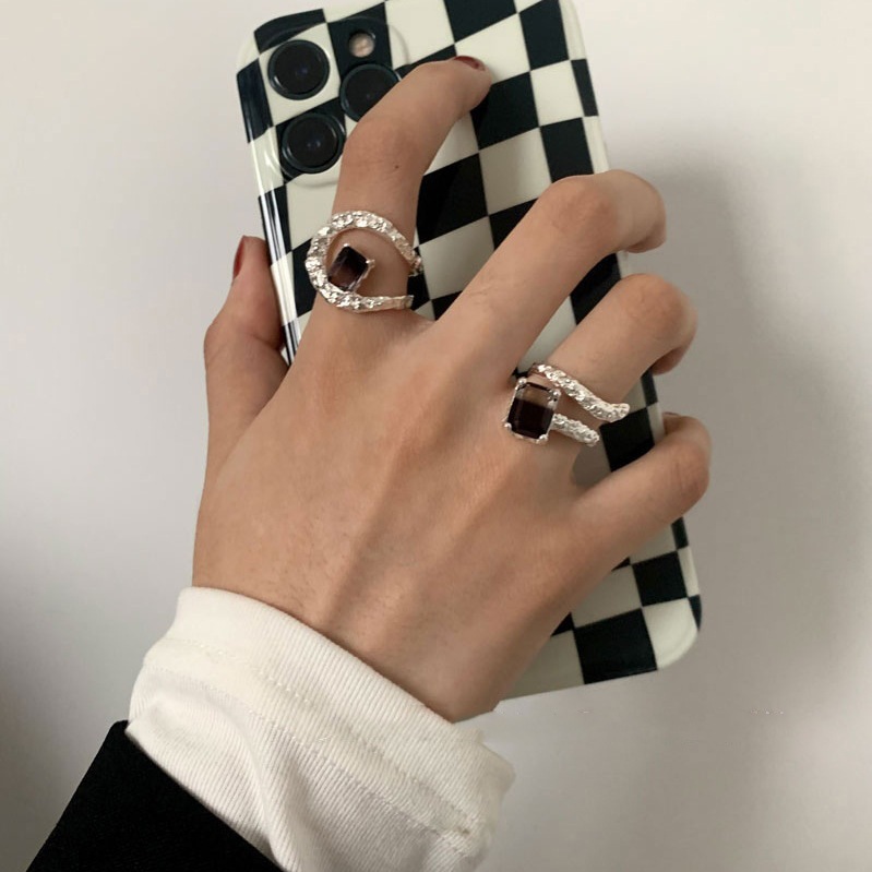 Einfacher Stil Koreanische Art Geometrisch Kupfer Ringe Knstliche Edelsteine Kupfer Ringepicture2