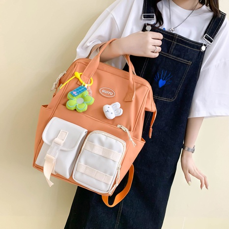 Fashion contrast color zipper stitching multi functional backpack's discount tags