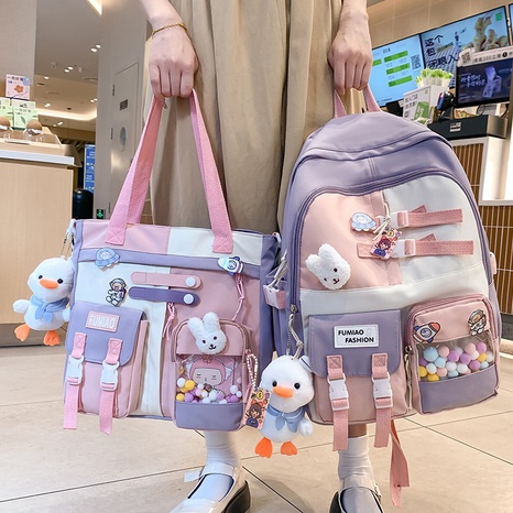 Cute Color Block Square Zipper Backpack's discount tags