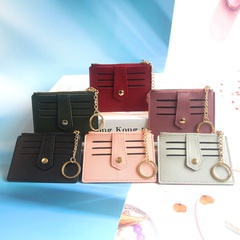 Business Solid Color Soft Surface Square Zipper Magnetic Buckle Card Holder