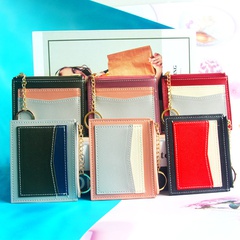 Fashion Color Block Soft Surface Square Zipper Card Holder