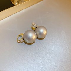 Luxueux Rond Le Cuivre Des Boucles D'Oreilles Incruster Perle Artificielle Zircon Boucles D'oreilles en cuivre