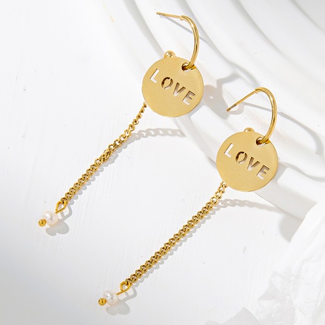 Sweet Love Stainless Steel Imitation Pearl Drop Earrings Plating Chain Stainless Steel Earrings's discount tags