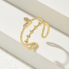 Fashion Heart Shape Copper Open Ring Plating Zircon Copper Rings 1 Piece