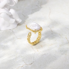 Elegant Quadrat Kupfer Offener Ring Vergoldet Hülse Kupfer Ringe