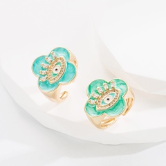 Fashion Devil'S Eye Flower Copper Open Ring Inlay Zircon Copper Rings
