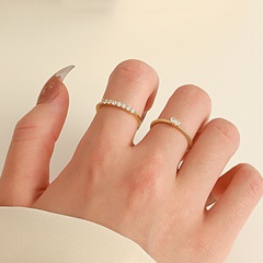 Simple Style Geometric Copper Open Ring Metal Zircon Copper Rings