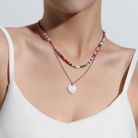 Fashion Heart Shape Alloy Mother pearl shellfish Beaded Necklace's discount tags
