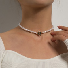 Fashion Geometric Imitation Pearl Beaded Necklace