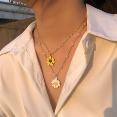 Fashion Flower Daisy Alloy Layered Necklace