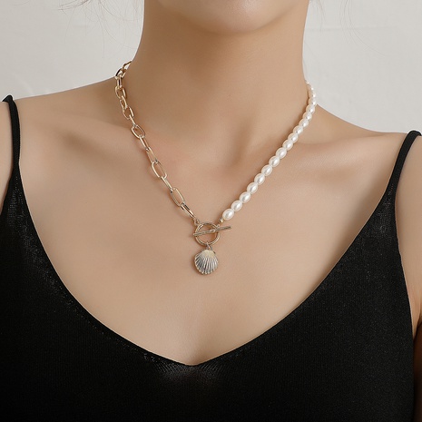 Fashion Shell Imitation Pearl Alloy Plating Necklace's discount tags