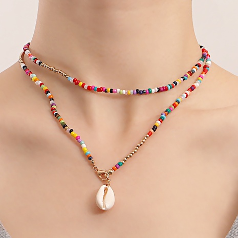 Bohemian Geometric Plastic Resin Shell Beaded Necklace's discount tags