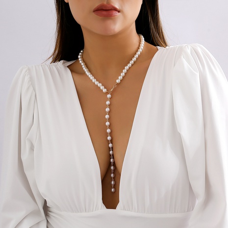 Simple Style Geometric Metal Pearl Necklace's discount tags