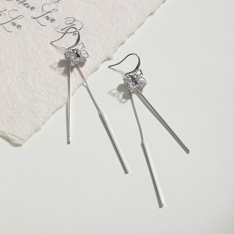 Simple Style Tassel Butterfly Copper Earrings Inlay Zircon Copper Earrings's discount tags