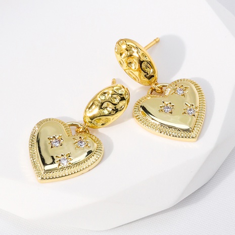 Fashion Heart Shape Copper Earrings Plating Zircon Copper Earrings 1 Pair's discount tags