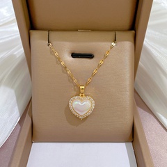 Fashion Heart Shape Titanium Steel Necklace Star Chain Diamond Artificial Pearls Stainless Steel Necklaces