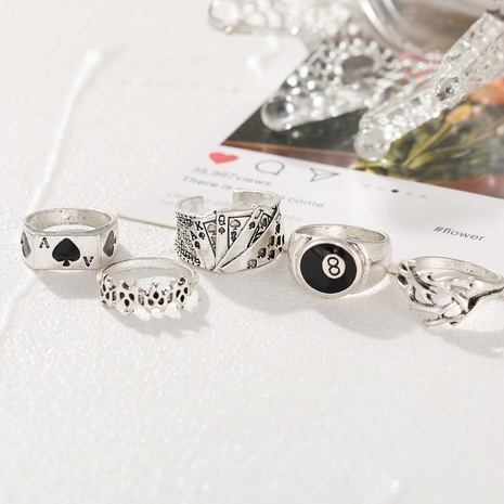 Fashion Poker Alloy Rings 5 Pieces's discount tags