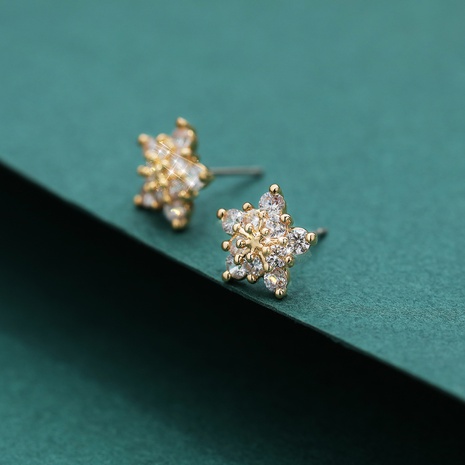 Shiny Snowflake Copper Ear Studs Inlay Zircon Copper Earrings's discount tags