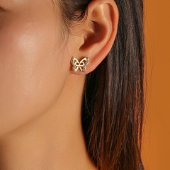 Elegant Butterfly Alloy Inlay Artificial Diamond Ear Studs