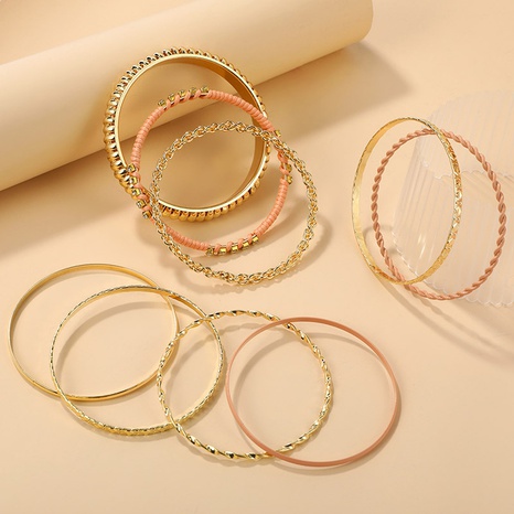 Fashion Round Alloy Plating Inlay Artificial Gemstones Bangle 1 Set's discount tags