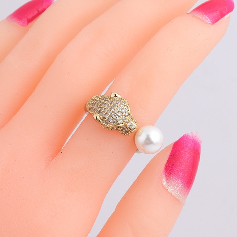 Retro Animal Copper Open Ring Inlay Artificial Pearl Zircon Copper Rings's discount tags